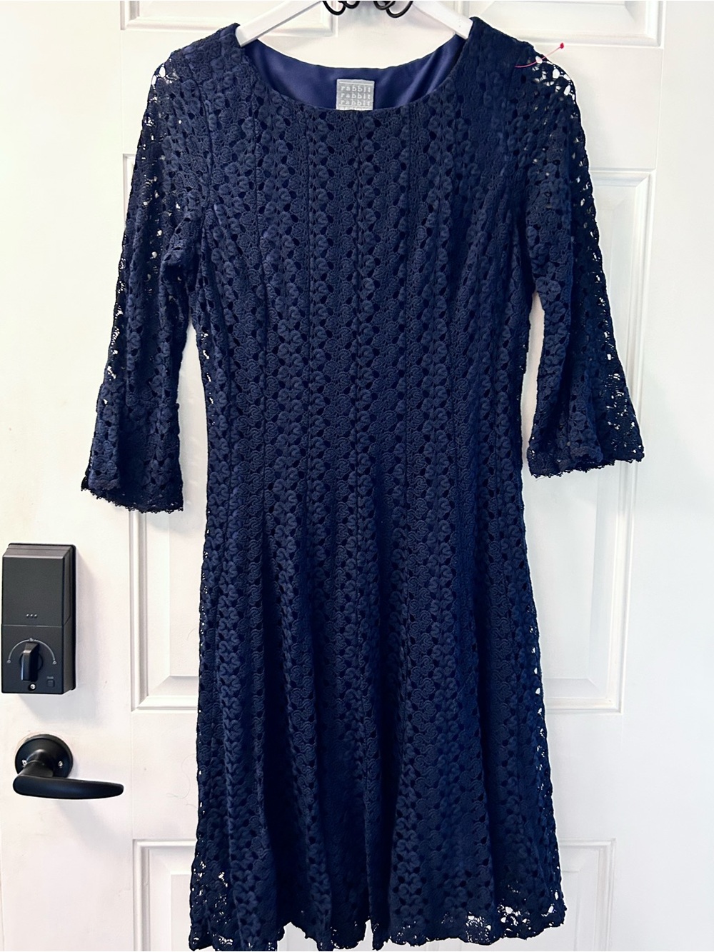 Rabbit Rabbit Rabbit Navy Crochet A-Line Dress